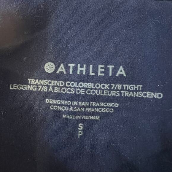 Athleta Leggings Womens Small Blue Transcend Colorblock 7/8 Tight - Picture 4 of 8